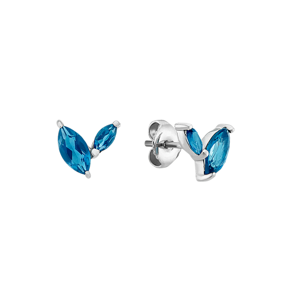 Marquise Natural London Blue Topaz Earrings