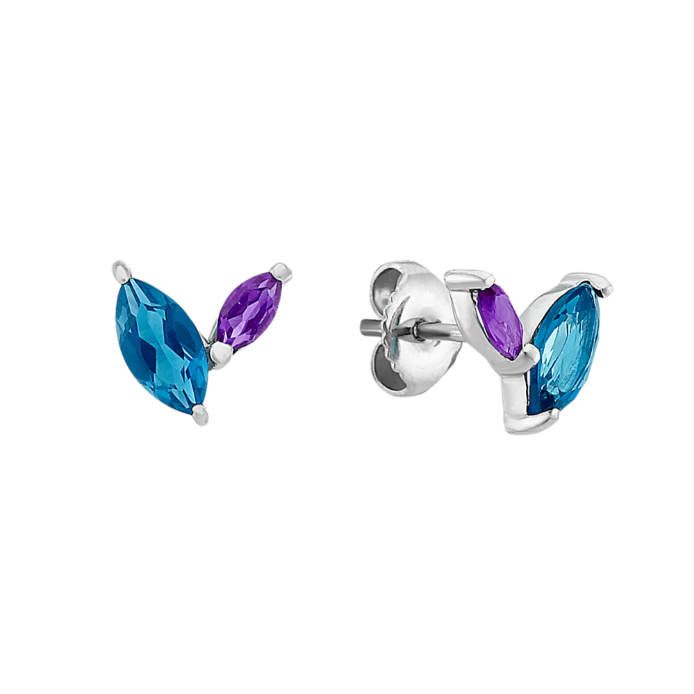 Marquise London Blue Topaz & Amethyst Earrings