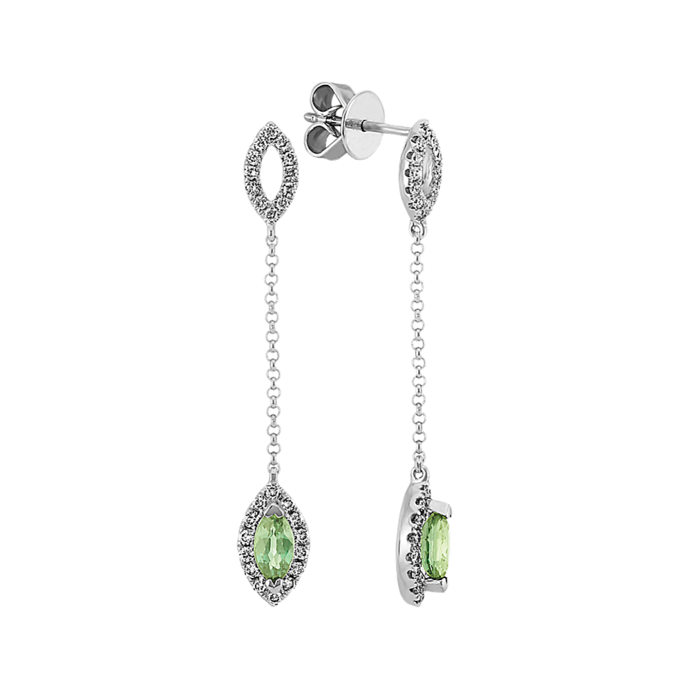 Marquise Sapphire and Diamond Dangle Earrings