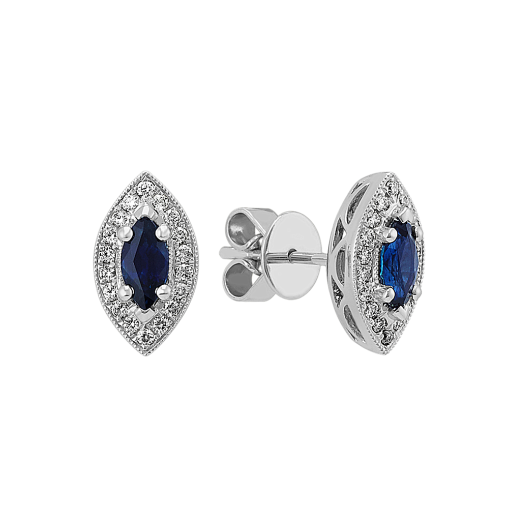 Marquise Traditional Blue Sapphire Earrings