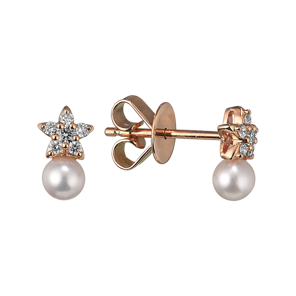 Starla Cultured Akoya Pearl & Diamond Earrings