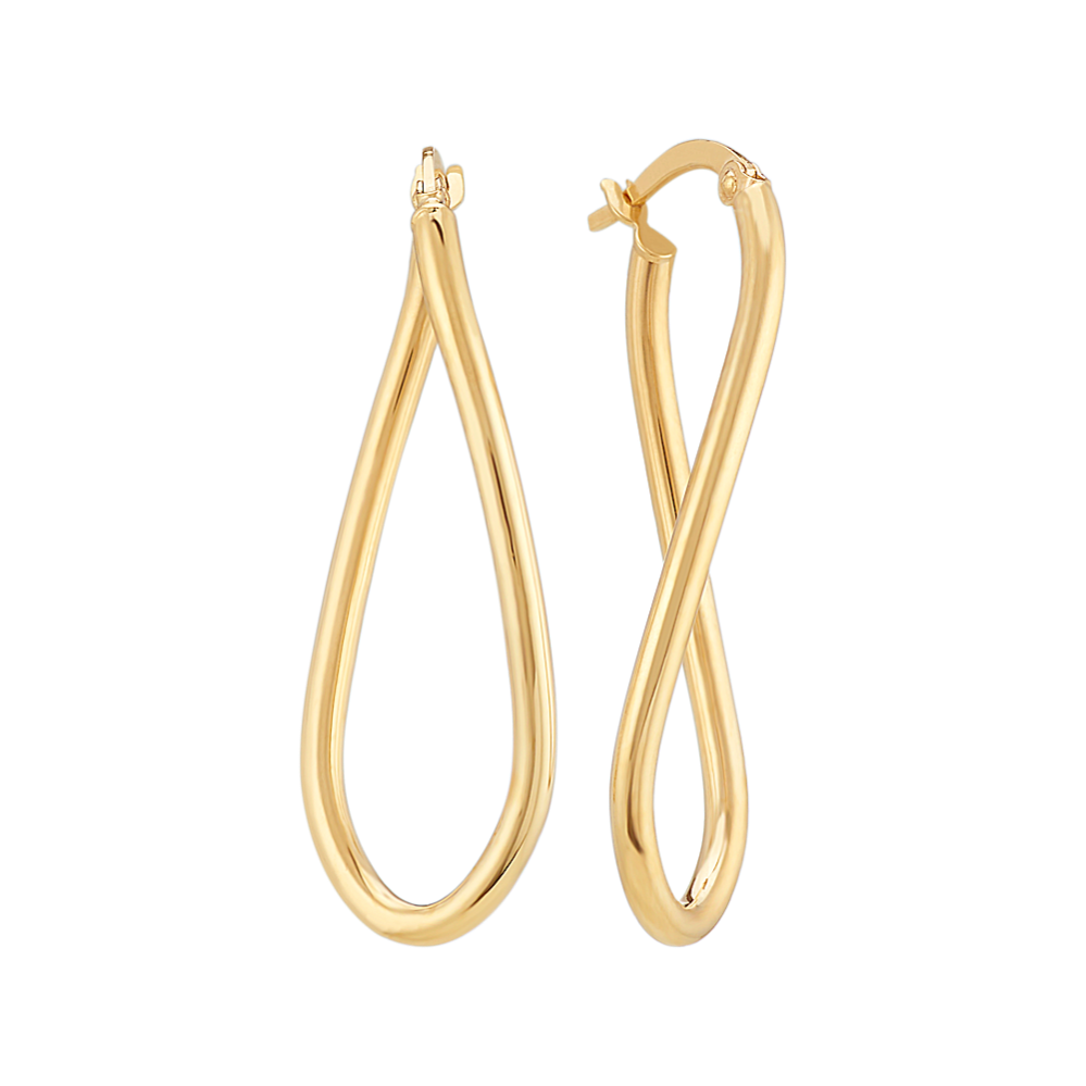 Modern Twist Hoop Earrings in 14k Yellow Gold