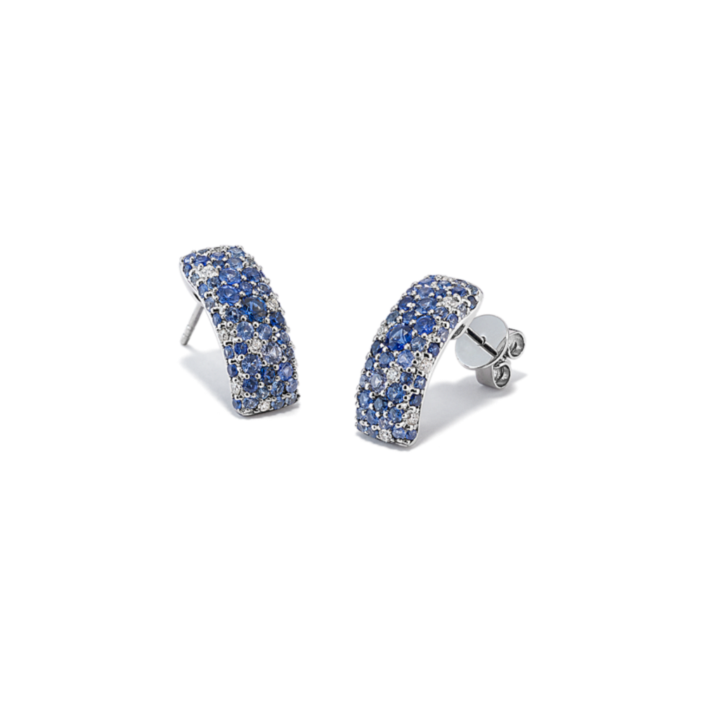 Mosaic Blue Sapphire & Diamond Earrings