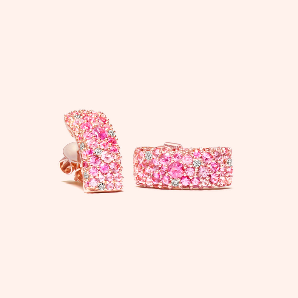 Mosaic Pink Sapphire & Diamond Earrings | Shane Co.