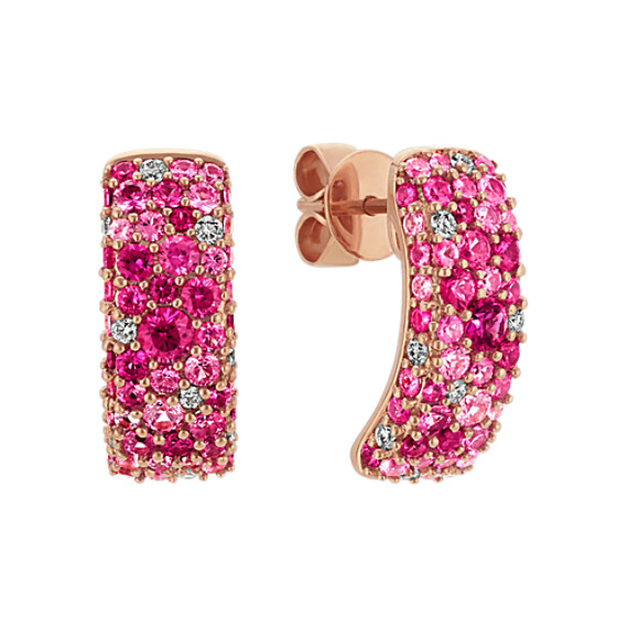 Mosaic Pink Sapphire and Diamond Earrings