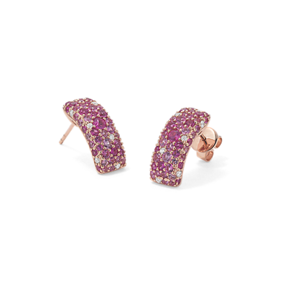 Mosaic Pink Sapphire & Diamond Earrings
