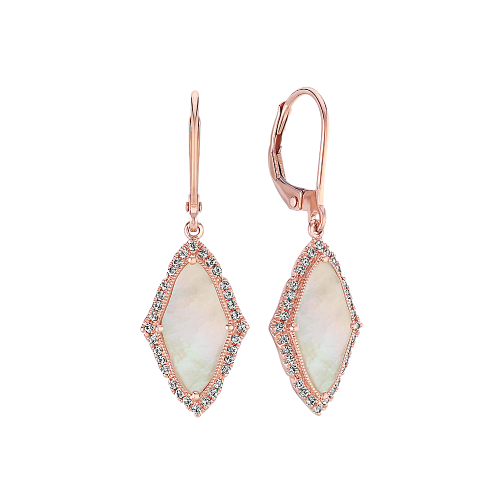 Mother of Pearl and White Sapphire Earrings
