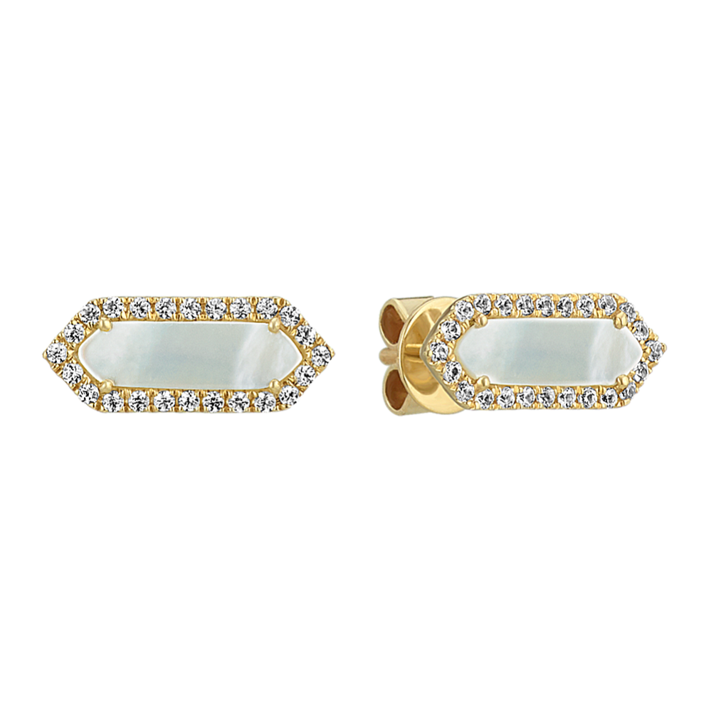 Mother of Pearl and White Sapphire Earrings