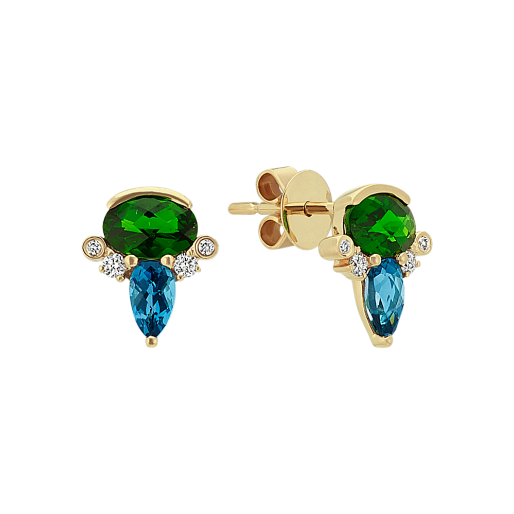 Multiple Gemstone Earrings in 14k Yellow Gold