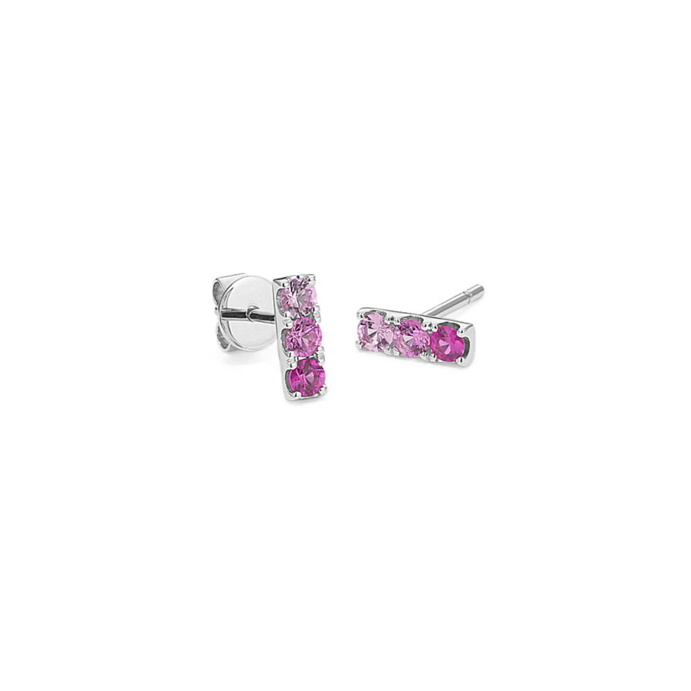 Ombre Pink Sapphire Bar Earrings