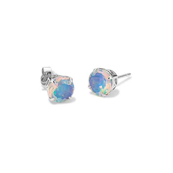 Shane Co. Mariana Opal Studs, Blue, White Gold