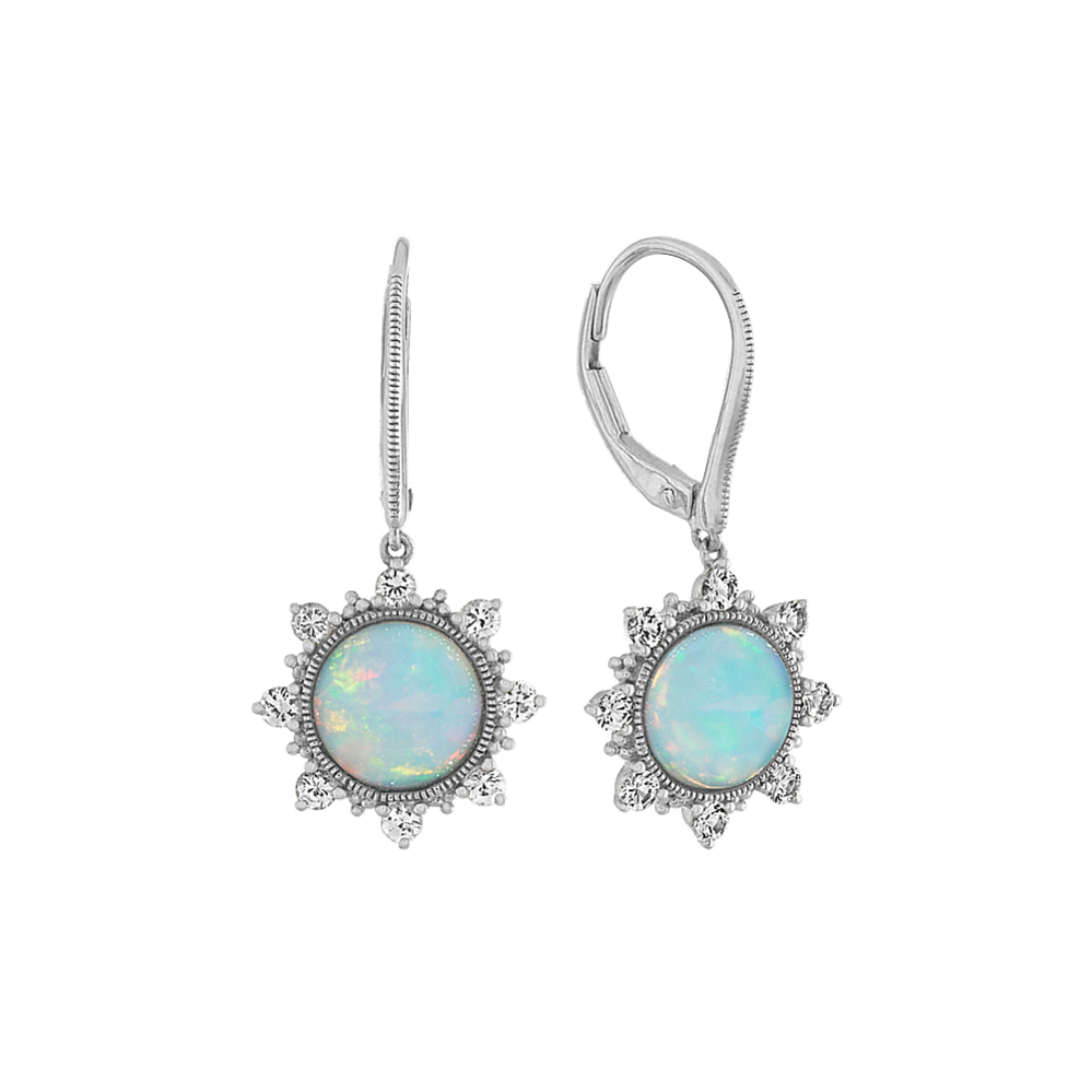 Helena Opal and White Sapphire Dangle Earrings in Sterling Silver