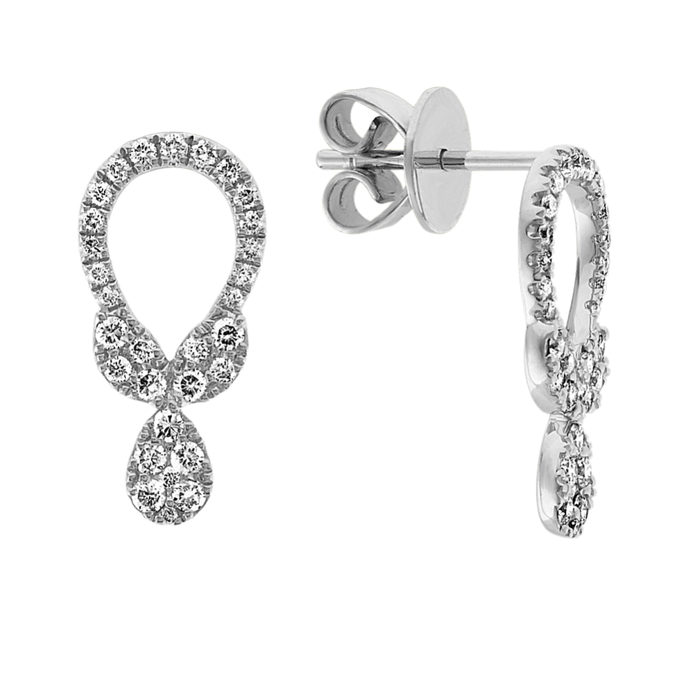 Open Diamond Cluster Earrings in 14k White Gold