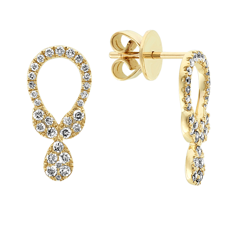 Open Diamond Cluster Earrings in 14k Yellow Gold