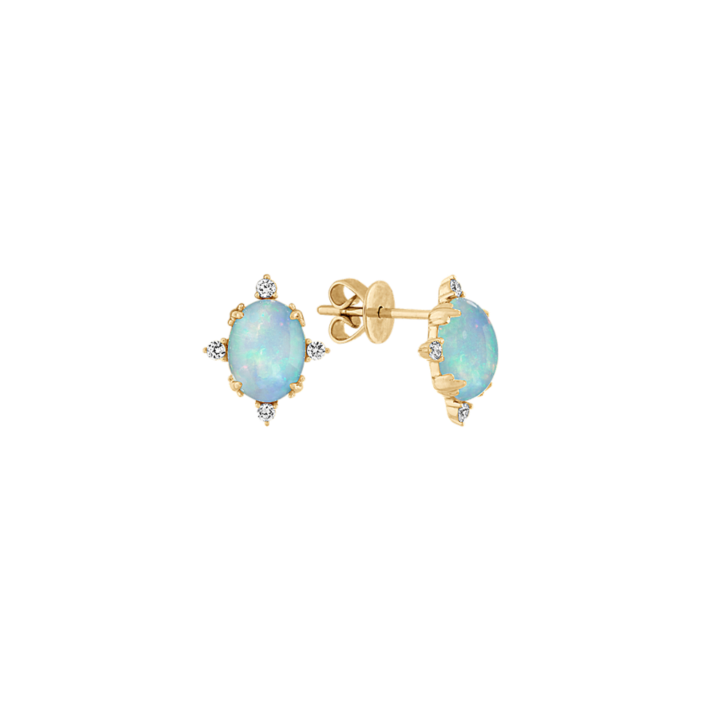 Ophelia Opal and Diamond Earrings in 14K Yellow Gold