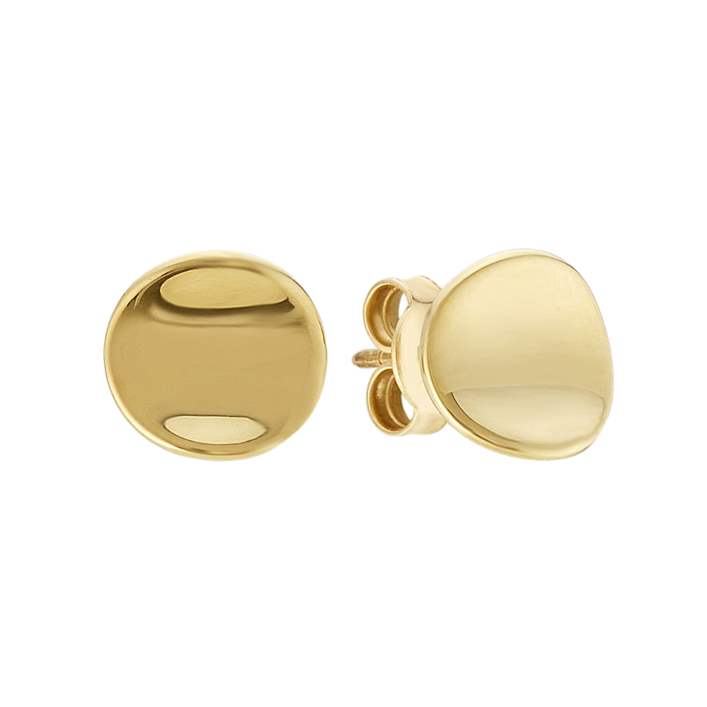 Oval Concave 14k Yellow Gold Earrings