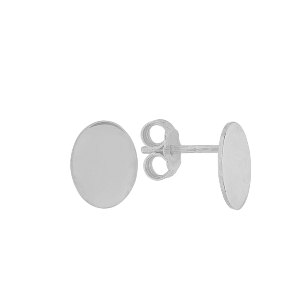 Oval Disc Earrings in 14K White Gold