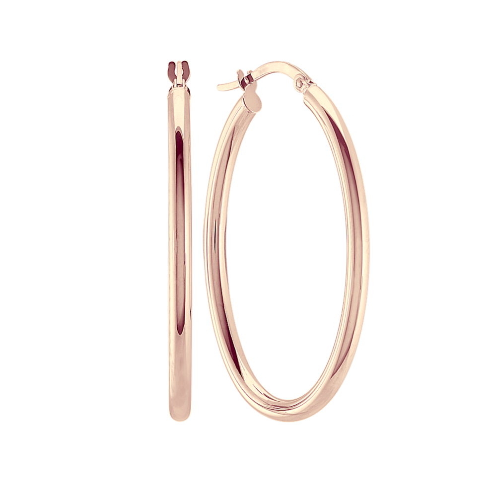 Oval Hoop Earrings in 14k Rose Gold