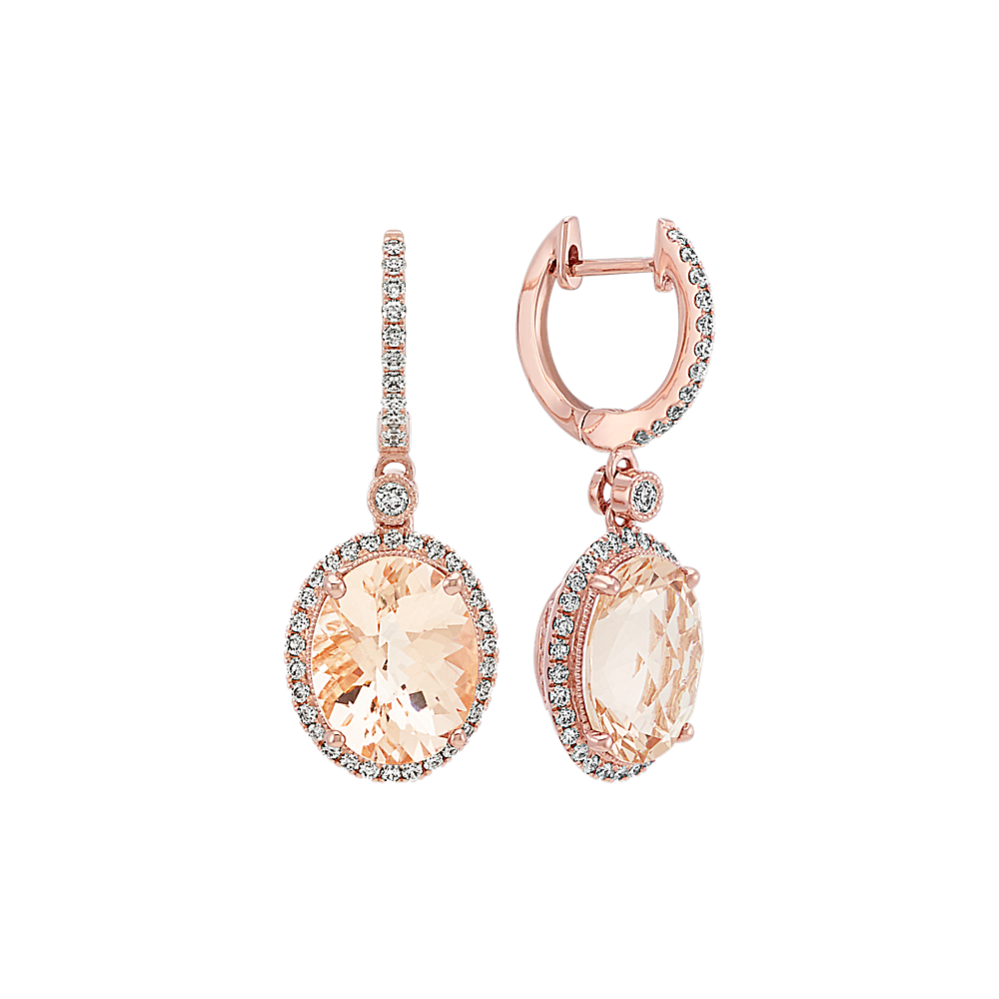 Rosita Morganite & Diamond Halo Earrings 