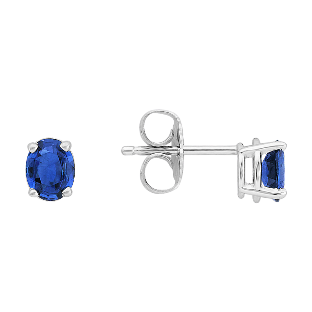 Oval Traditional Blue Sapphire Solitaire Earrings