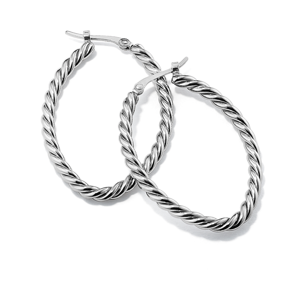 Oval Twist Sterling Silver Hoops