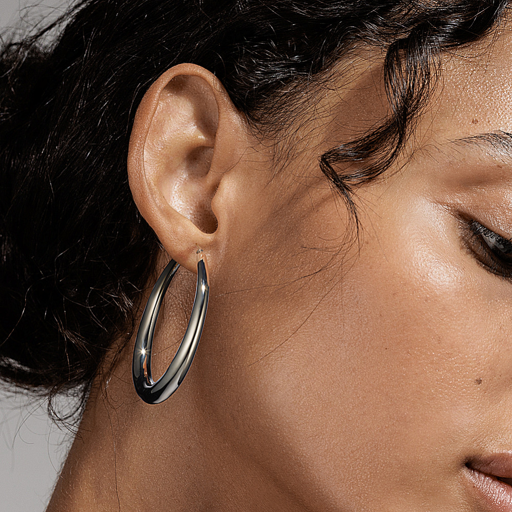 Oversized Graduated Sterling Silver Oval Hoops Shane Co