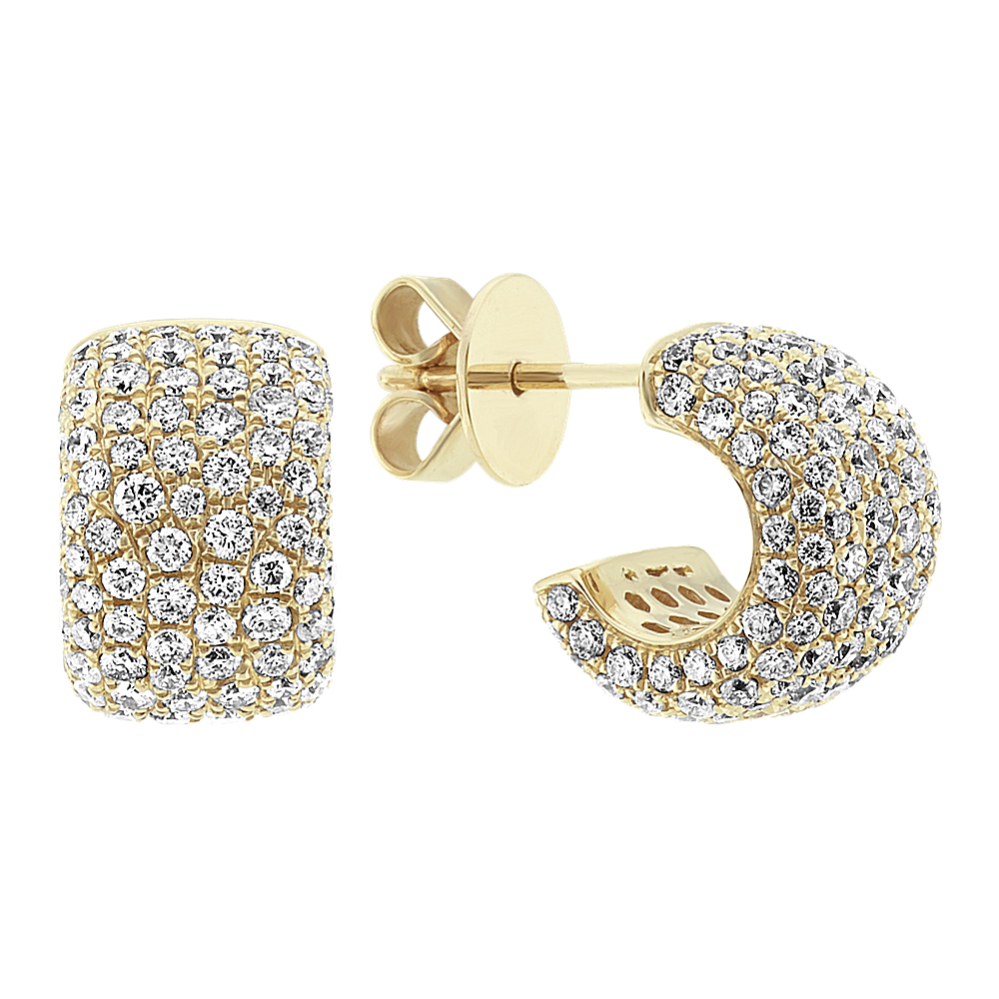 Pave-Set Diamond Hoop Earrings