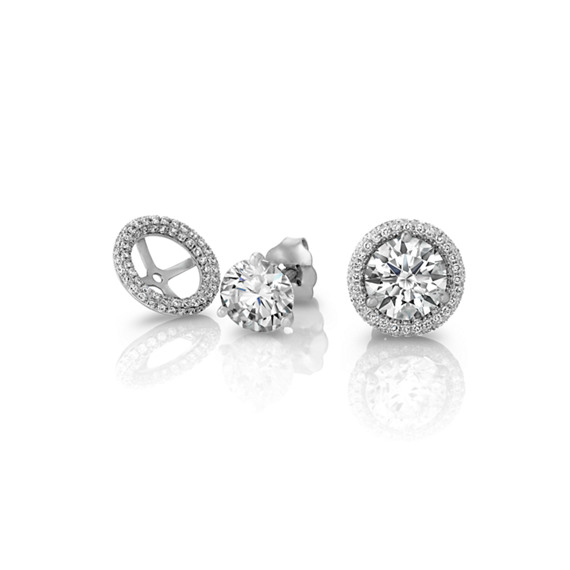 Pave Set Diamond Round Earring Jackets Shane Co Tap To Zoom
