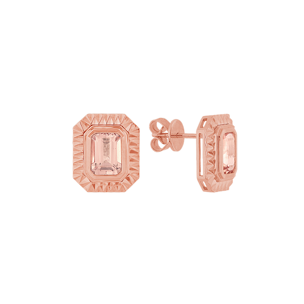 Peach Morganite Earrings in 14K Rose Gold