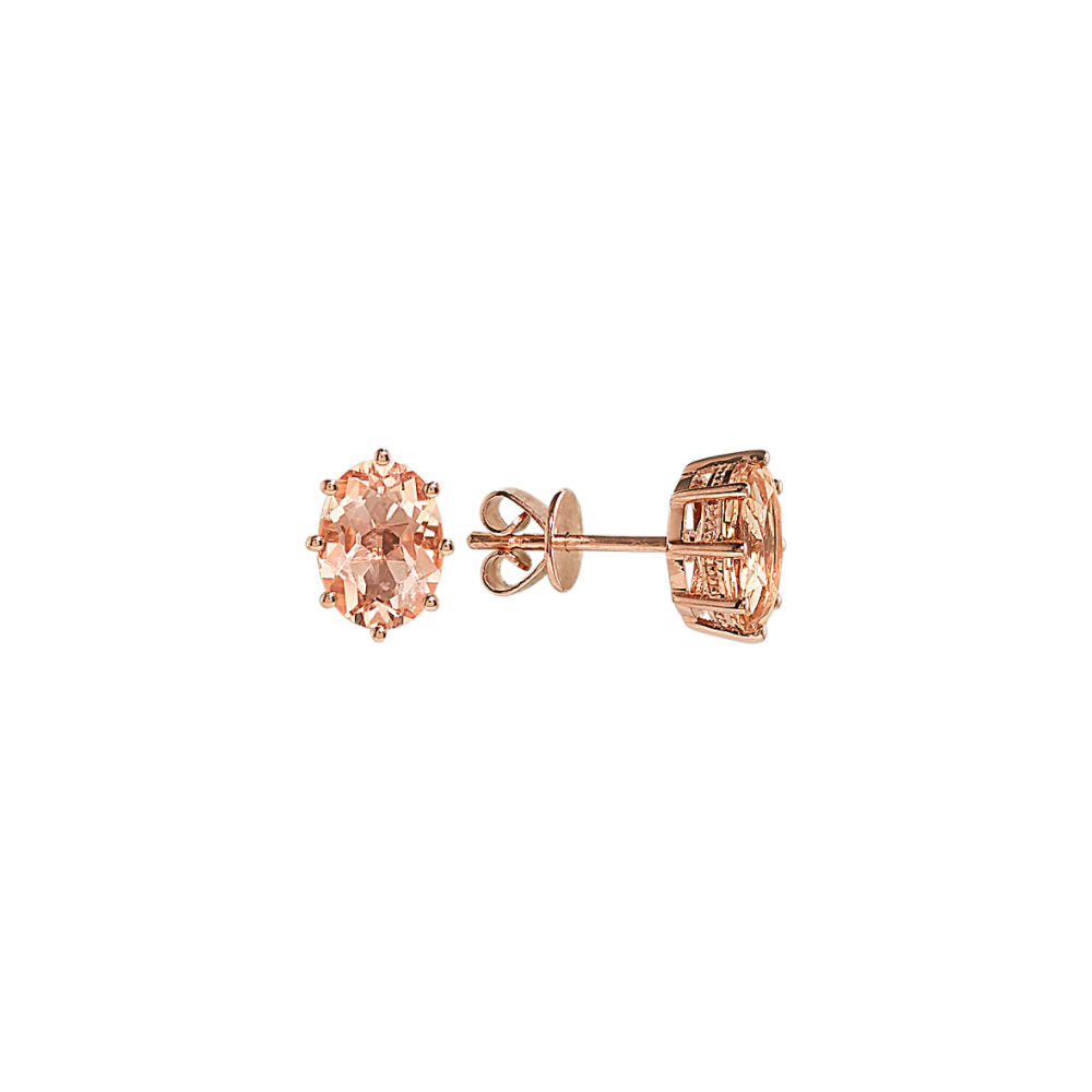 Hera Peach Natural Morganite Earrings in 14K Rose Gold