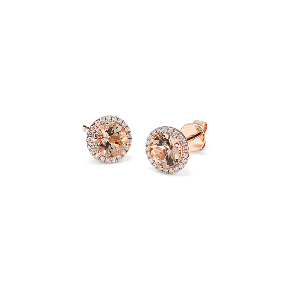 Zurich Morganite & Diamond Halo Earrings