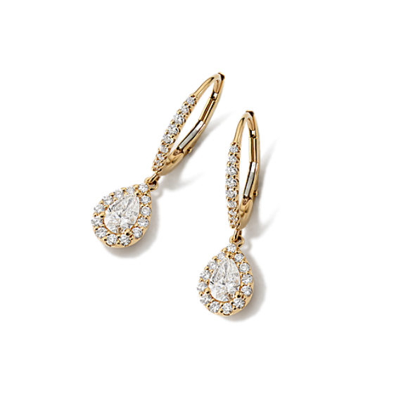 Pear-Shaped 1 tcw Lab-Grown Diamond Halo Earrings