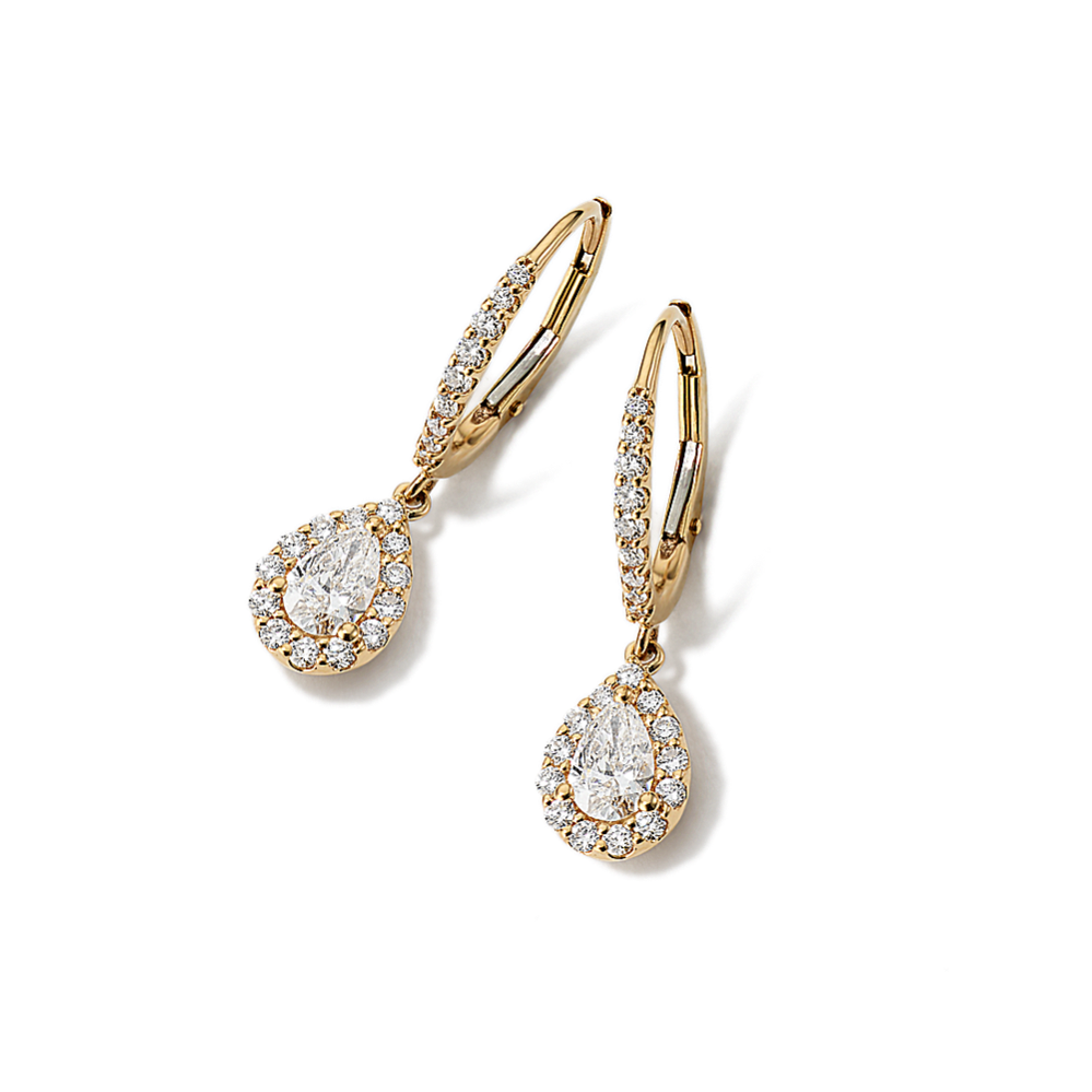 Pear-Shaped 1 tcw Lab-Grown Diamond Halo Earrings