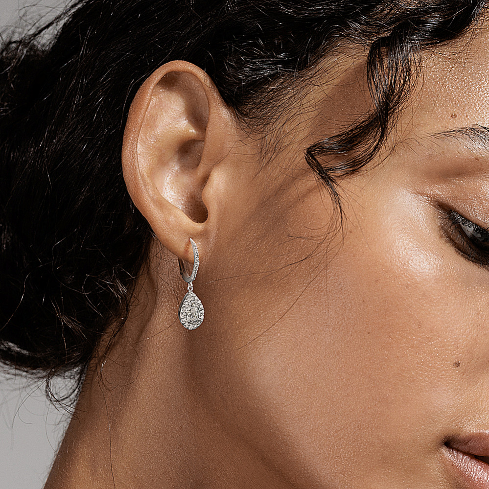 Pear shaped halo earrings hotsell