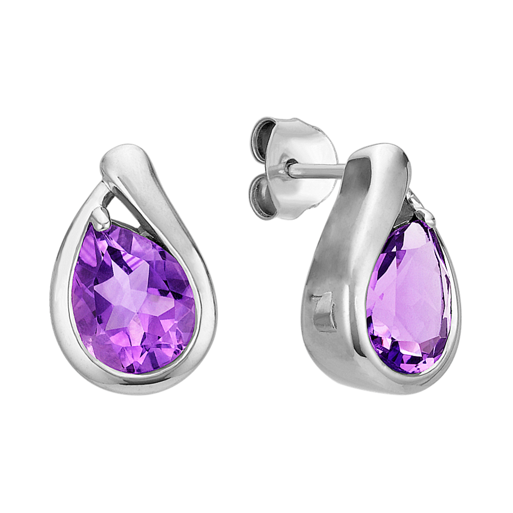 Pear Shaped Amethyst Earrings