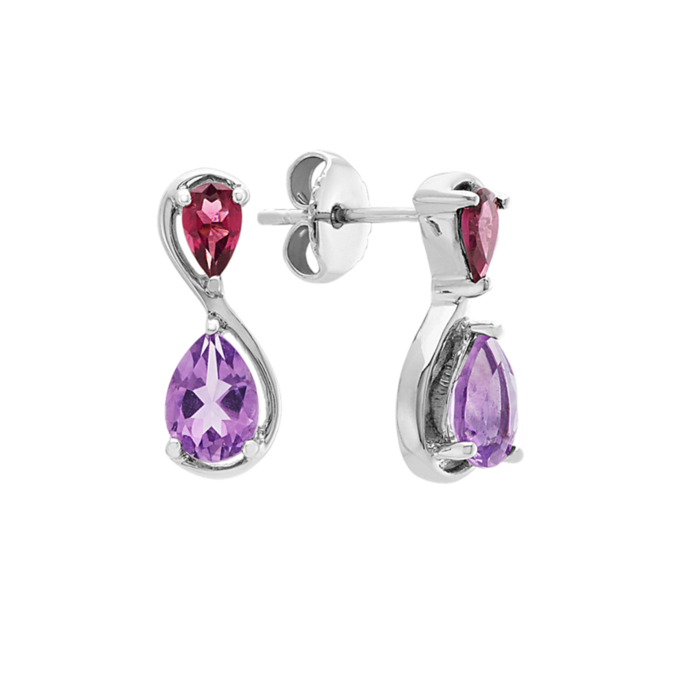 Henrietta Amethyst & Garnet Infinity Earrings