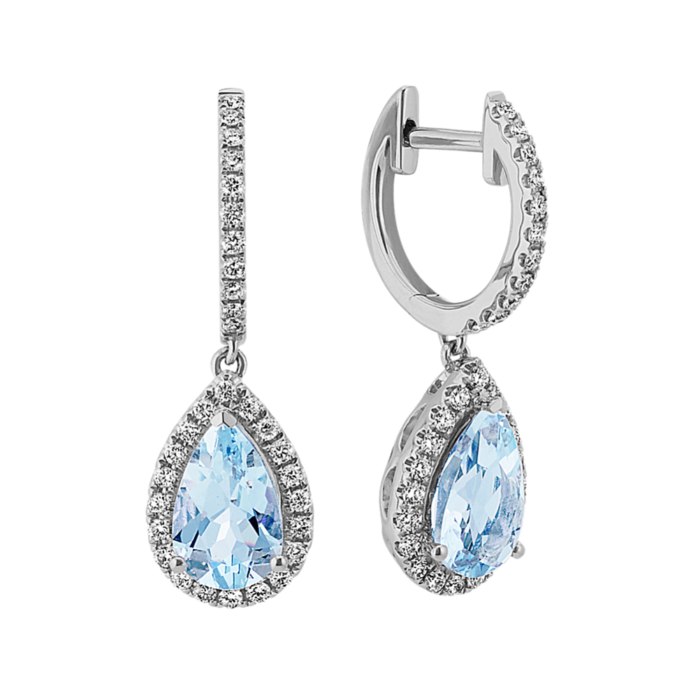 Pear-Shaped Aquamarine and Diamond Dangle Earrings