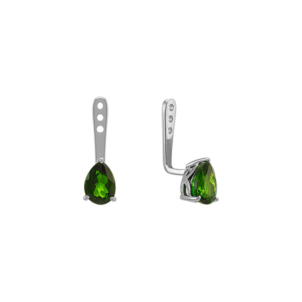 Pear-Shaped ChromeDiopside Earring Jackets in Sterling Silver