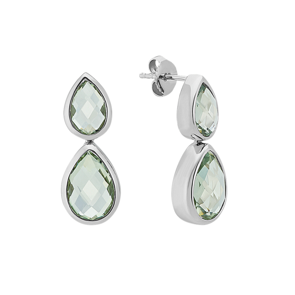 Pear-Shaped Green Quartz Dangle Earrings