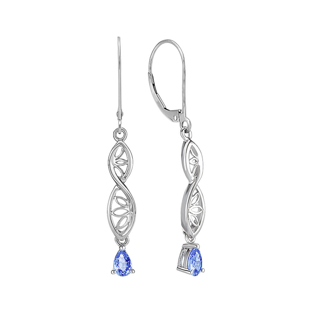 Pear-Shaped Kentucky Blue Sapphire and Sterling Silver Earrings