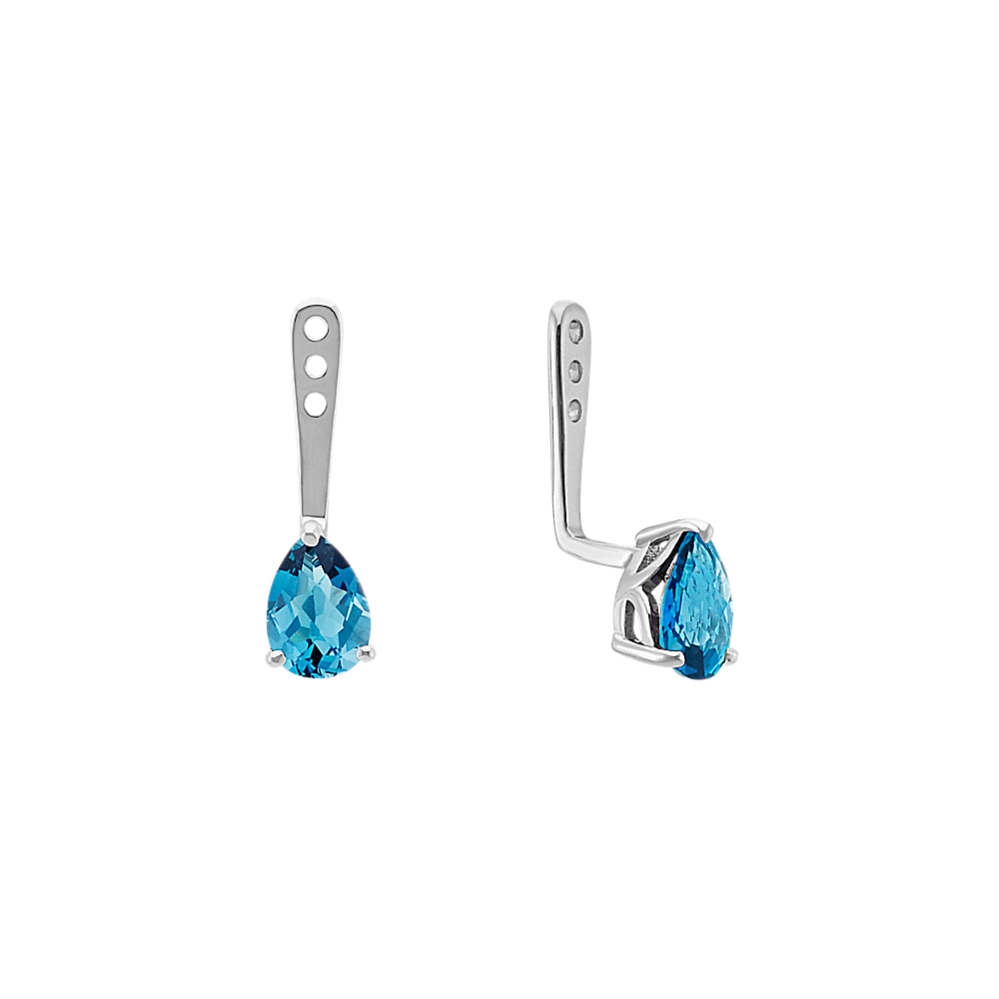 Pear-Shaped London Blue Topaz Earring Jackets