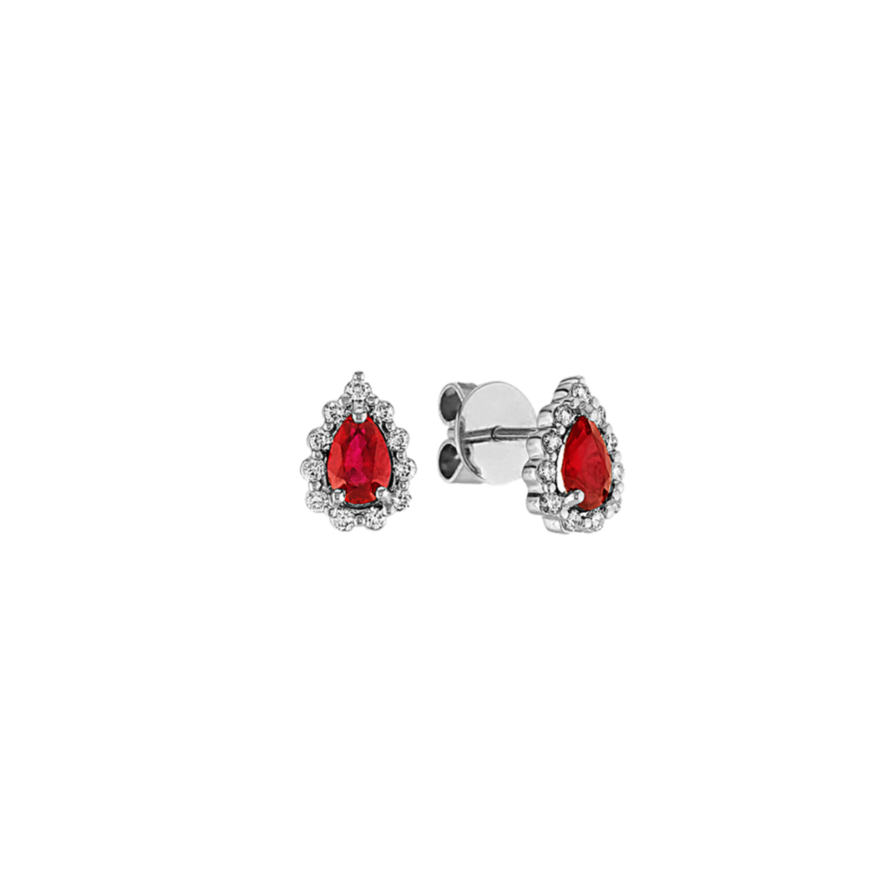 Pear-Shaped Ruby and Diamond Earrings