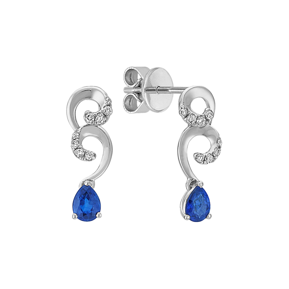 Pear-Shaped Sapphire and Diamond Earrings