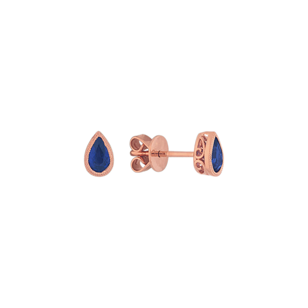 Pear-Shaped Traditional Sapphire Earrings in 14K Rose Gold
