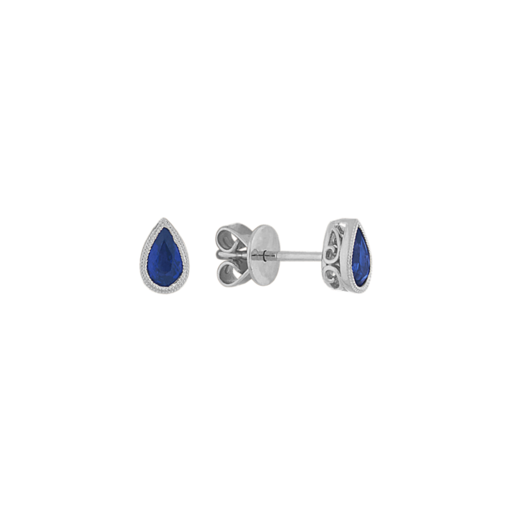 Pear-Shaped Traditional Sapphire Earrings in 14K White Gold
