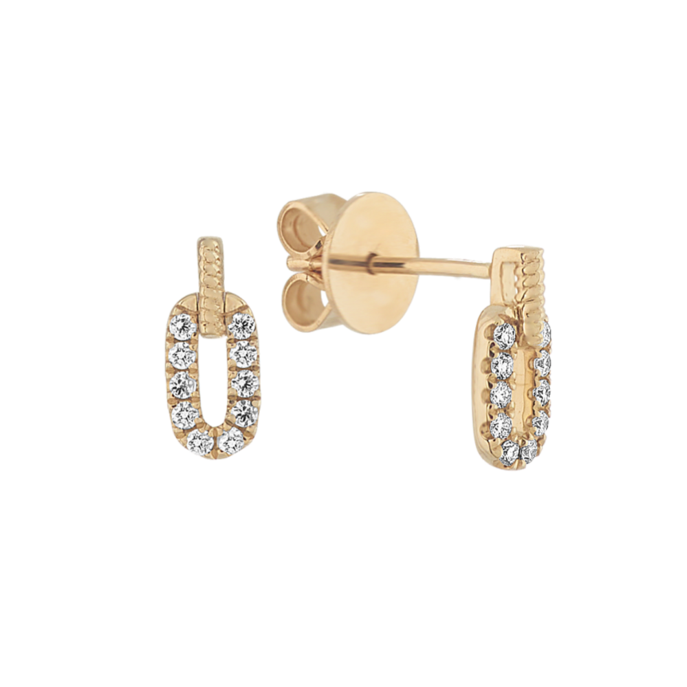 Petite Bella Link Diamond Earrings in 14k Yellow Gold