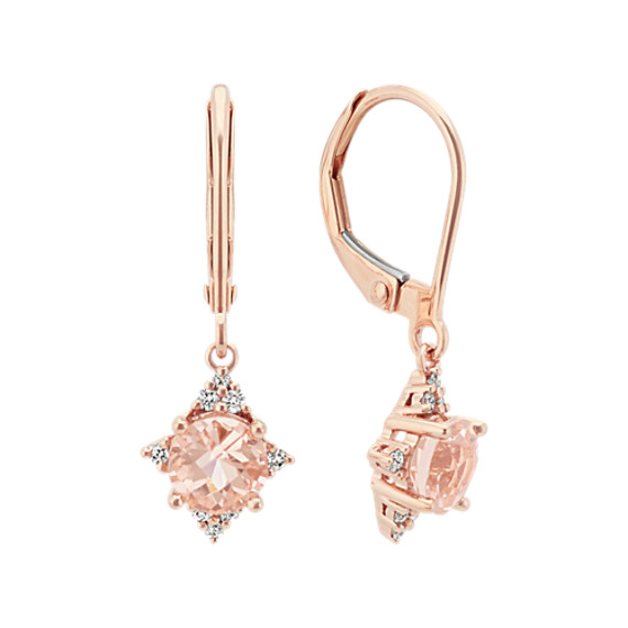 Pink Morganite And Diamond Dangle Earrings Shane Co Pink Morganite And Diamond Dangle Earrings