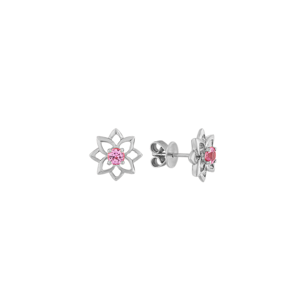 Pink Sapphire Earrings in 14K White Gold