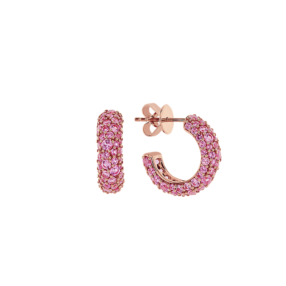 Pink Sapphire Hoop Earrings