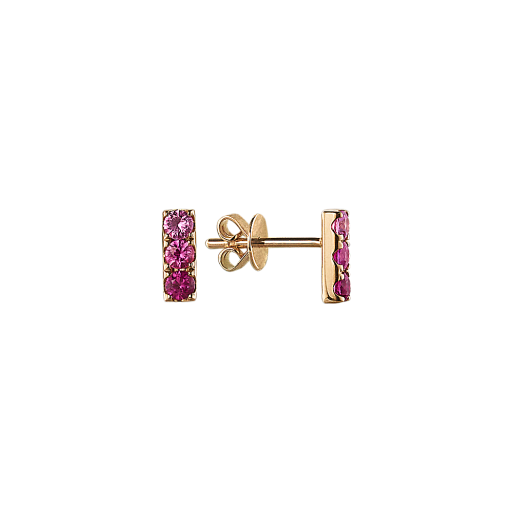 Ombre Pink Sapphire Earrings in 14K Yellow Gold